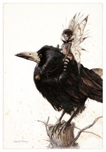 Fée Papillon sur la Corneille, carte postale de Jean-Baptiste Monge