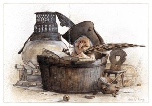 Carte Postale De Jean-Baptiste Monge, Écrivain dans son Bain