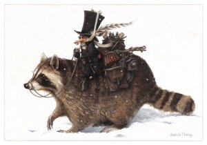 Carte Postale De Jean-Baptiste Monge, Lutin sur le Raton Laveur