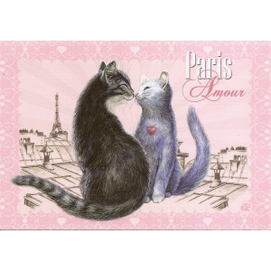 Amour, Carte postale de Séverine Pineaux  - Chats de Paris