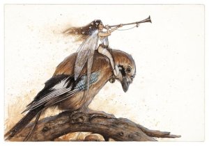 Fée à la Trompette sur le Geai, carte postale de Jean-Baptiste Monge