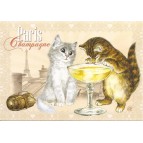 Champagne, Carte postale de Séverine Pineaux  - Chats de Paris