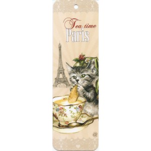 Tea time, Marque page de Séverine Pineaux - Chats de Paris