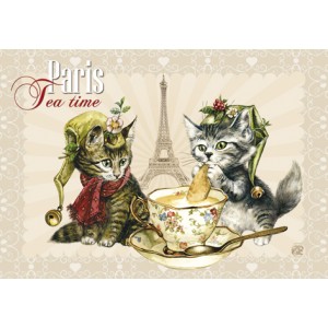 Tea Time, Magnet pour frigo de Séverine Pineaux  – Chats de Paris