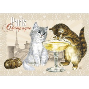 Champagne,Aimant décoratif de Séverine Pineaux  - Chats de Paris