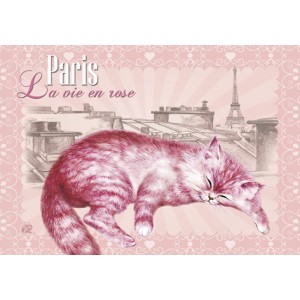 La vie en rose,  Magnet déco de Séverine Pineaux - Chats de Paris