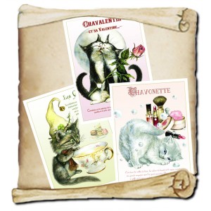 3 Affichettes de Séverine Pineaux de la collection des Chats Enchantés