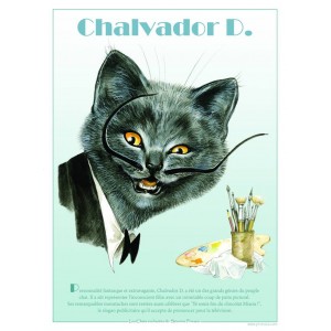 Affichette de chat de Séverine Pineaux, Chalvador Dali de la collection Histochats