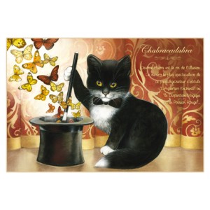 Carte postale de chat de Séverine Pineaux, Chabracadabra, coll. Chats enchantés 2014