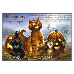 Carte postale de chat de Séverine Pineaux, mois de Novembre, Cat O'Lantern