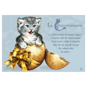 Carte postale de chat de Séverine Pineaux, Channiversaire mod. 4