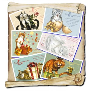 6 cartes postales de chats de Séverine Pineaux, Les Channiversaires