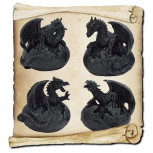 4 figurines Bébés Dragons dans l'oeuf