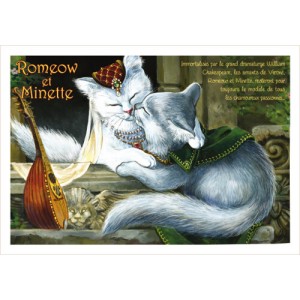 Romeow et Minette, carte postale de chat de Séverine Pineaux, coll. Chats de la littérature