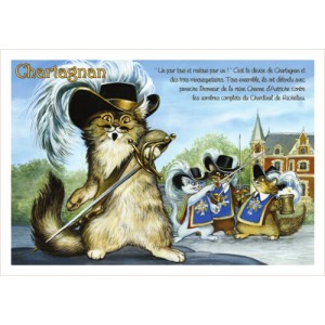 Chartagnan, carte postale de chat de Séverine Pineaux, coll. Chats de la littérature