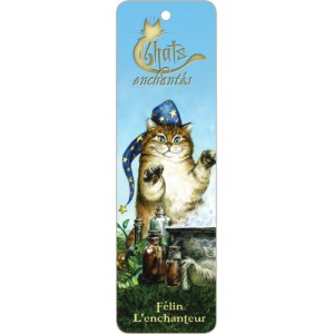 Félin l'Enchanteur, marque pages original de Séverine Pineaux, coll. Chats enchantés 2017