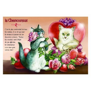 Carte postale de chat de Séverine Pineaux, Le Chamoureux, coll. Caractère de chat. Editions Au Bord des Continents...