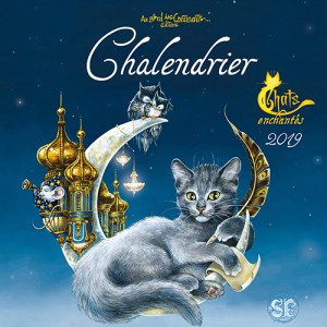 Chalendrier 2019 calendrier des Chats enchantés de Séverine Pineaux, calendrier mural des éditions Au Bord des Continents...