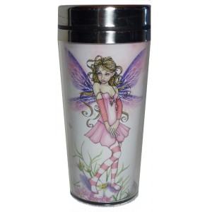 Mug thermos fée rose aux ailes violettes