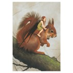 Carte postale « La fée sur l'écureuil », carte postale originale de Erlé Ferronnière