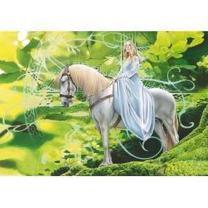 L'elfe cavalière, carte postale féerique de Brucero