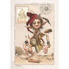 Le korrigan troubadour, carte postale féerique de Brucero