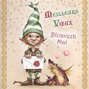 Carte « Meilleurs vœux » de Brucero : lutin messager