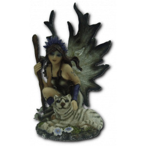 Petite figurine fée et tigre blanc