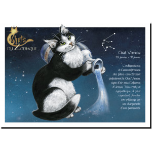 Carte postale Chat Verseau de Séverine Pineaux – Chats du Zodiaque
