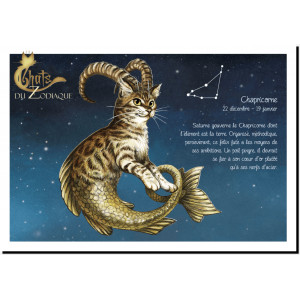 Carte postale Chat Chapricorne de Séverine Pineaux – Chats du Zodiaque