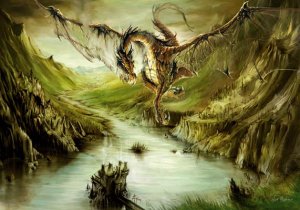 Dragon du Lockness, carte postale de Elian Black'Mor - Piste des Dragons