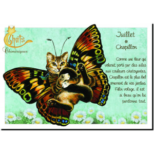 Carte postale de Séverine Pineaux : Juillet Chapillon, carte postale Année des Chats chimériques