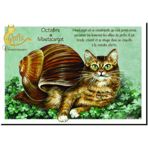 Carte postale de Séverine Pineaux : Octobre Minetscargot, carte postale Année des Chats chimériques
