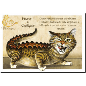 Carte postale de Séverine Pineaux : Février Challigator, carte postale Année des Chats chimériques