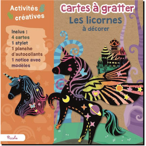 Cartes à gratter Licornes à décorer, éditions Piccolia