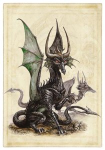 Carte postale Dragon Noir de Séverine Pineaux 