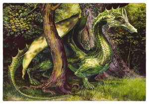 Carte postale Dragon Vert de Séverine Pineaux 