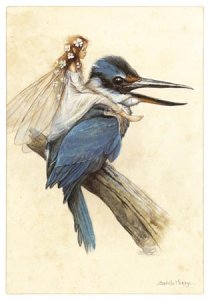 Fée sur le Martin-pêcheur de Jean-Baptiste Monge - Fées et Oiseaux