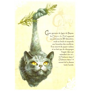 Carte postale Le Chapin de Noël de Séverine Pineaux - Chats de Féerie