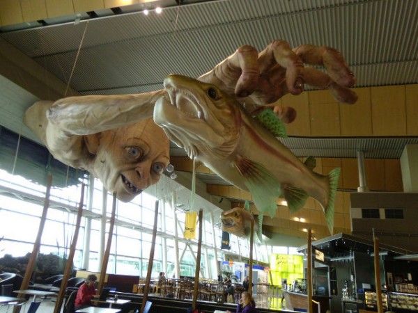 statue géante de gollum à l'aéroport de wellington