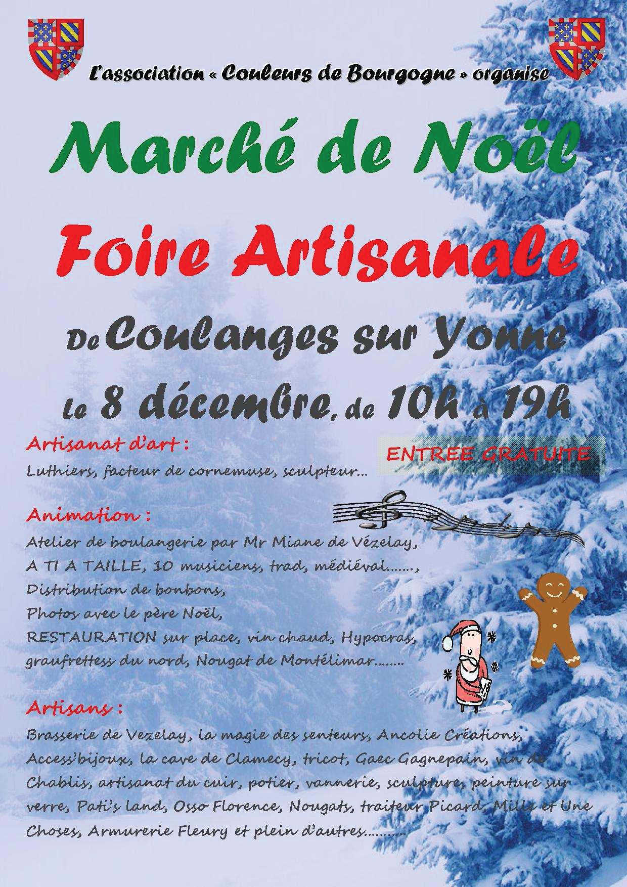 Affiche du marché de Noël de Coulange sur Yonne