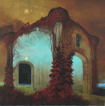 Peinture de Zdzisław Beksiński intitulée AA78, année 1978, 87 x 87 cm