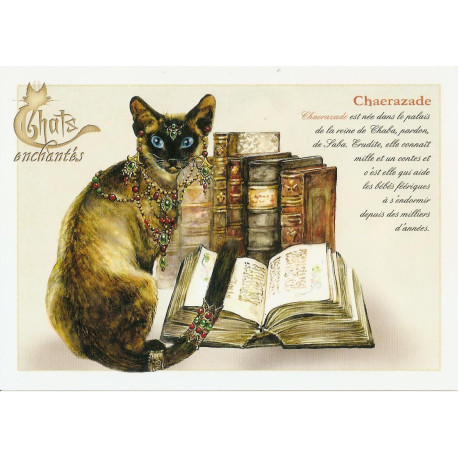 Carte Postale Chaerazade Chats Enchantés illustré par Séverine Pineaux