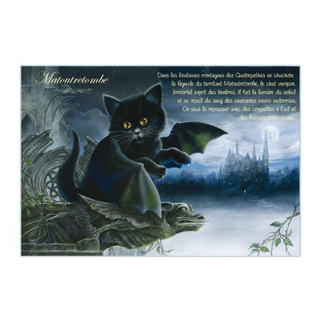 Carte postale de chat de Séverine Pineaux, Matoutretombe, coll. Chats enchantés 2014