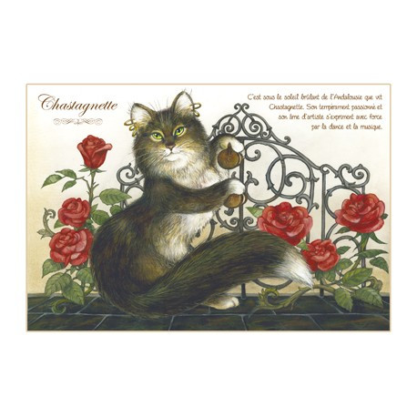 Carte postale de chat de Séverine Pineaux, Chastagnette, coll. Chats enchantés 2014
