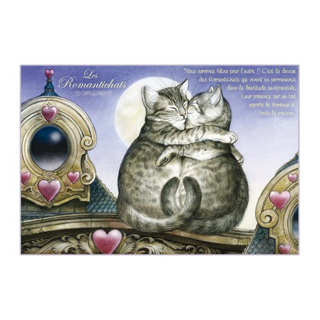 Carte postale de chat de Séverine Pineaux, Les Romantichats, coll. Chats enchantés 2014