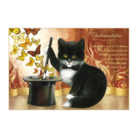 Carte postale de chat de Séverine Pineaux, Chabracadabra, coll. Chats enchantés 2014