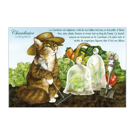 Carte postale de chat de Séverine Pineaux, Chardinier, coll. Chats enchantés 2014