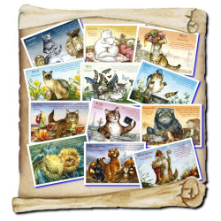 12 Cartes postales de chats de Séverine Pineaux, Chats de l'année