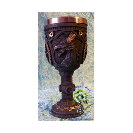 Calice engrenages et tête de dragon steampunk petit format